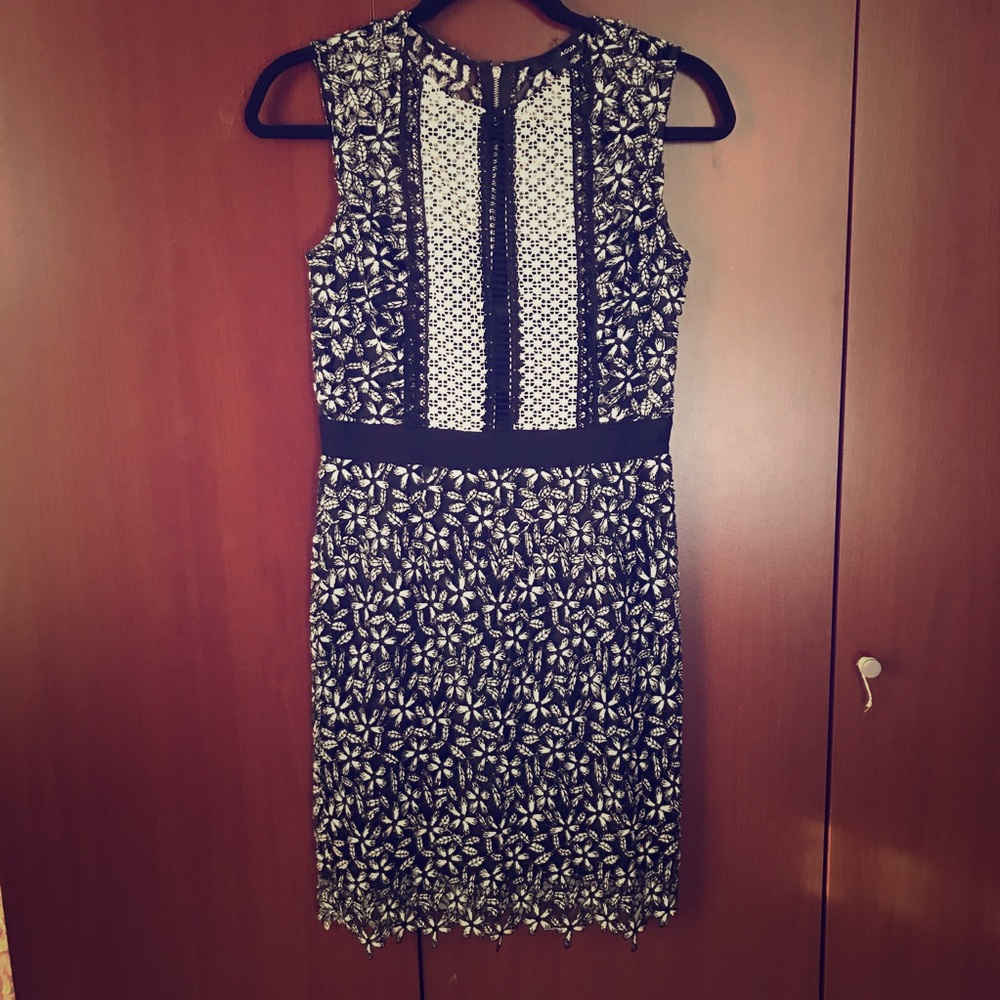 Aqua Black and White Shift Dress